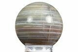 Polished Banded Brazilian Agate Sphere - Waterline Agate #311749-1